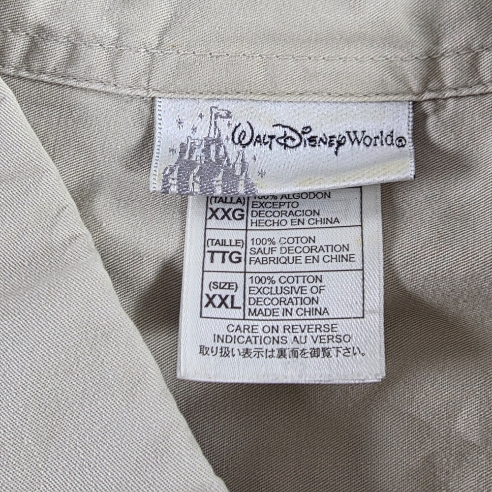 Walt Disney World Men's Size XXL Mickey Mouse Khaki Button Down Last Disney Tag - Picture 6 of 11